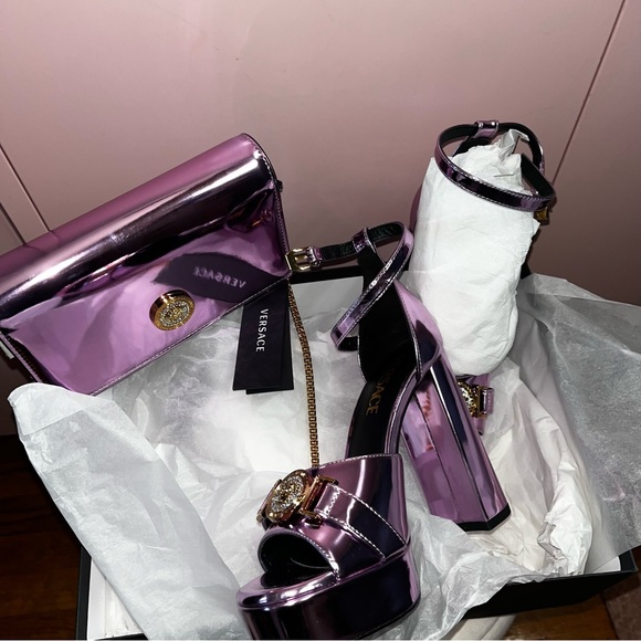 Authentic Versace shoe and matching bag Size 6.5 Sandal Lillia crystal - Picture 2 of 16